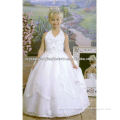 Vintage appliqued beaded halter V-neckline ball gown pageant custom-made flower girl dresses CWFaf3914